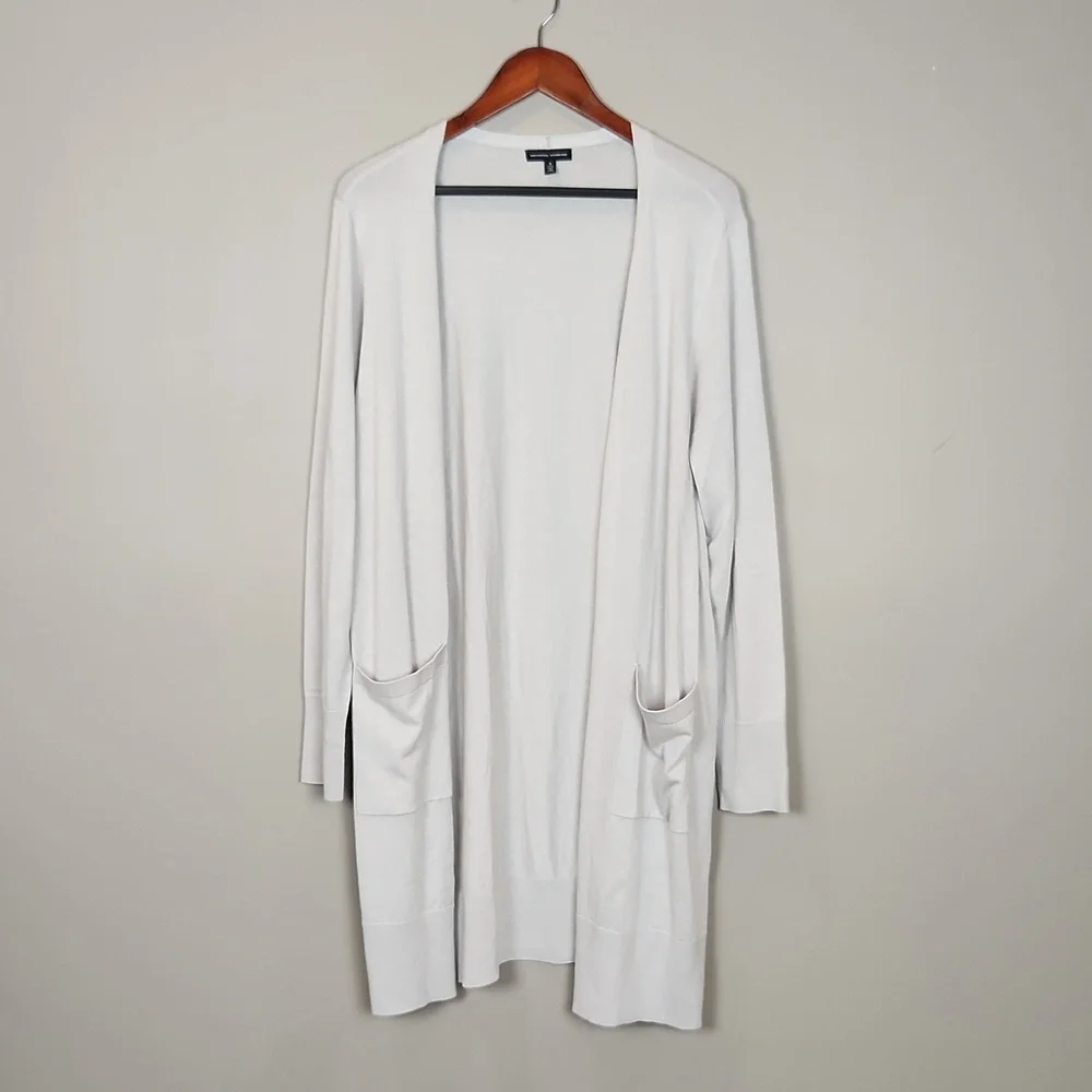 Universal Standard Light Gray Wool Blend Longline Cardigan - Picture 2 of 10